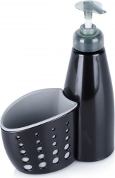 Dávkovač na mycí prostředek s přihrádkou na houbičku, černý, 370 ml