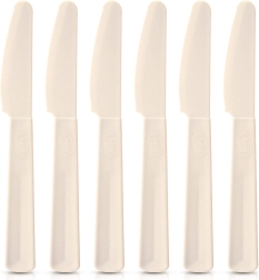 Plastové stolní nože krémové SANDY, 6 ks