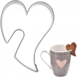 Nerezové vykrajovátko na sušenky srdce 5,5 cm s výřezem na hrnek