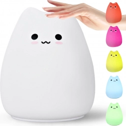 Silikonová dotyková noční lampička kočička RGB