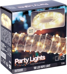 Světelný had 100 LED 7,5 m – teple bílý, IP44, 8 režimů, časovač