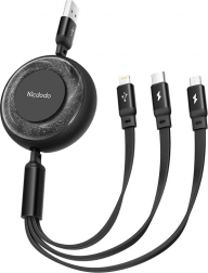 Kabel 3v1 USB na USB-C / Lightning / Micro USB černý