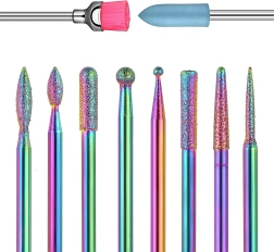 Sada diamantových a keramických fréz na nehty a kůžičku, 10 ks v pouzdře