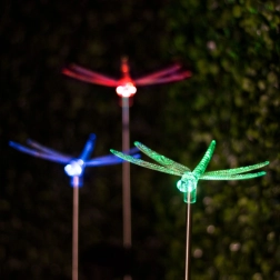 Solární RGB LED lampa ve tvaru vážky