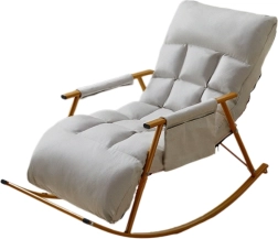 Houpací křeslo s kovovou základnou v zlaté barvě – bílé