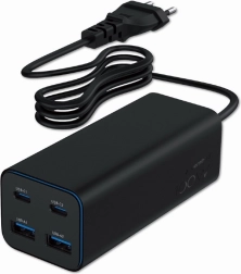 Univerzální nabíječka 100W GaN 2xUSB-A 2xUSB-C rychlé nabíjení černá