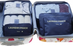 Sada cestovních organizérů do kufru a šatníku (6 ks) – tmavě modrá