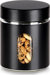 Skleněná dóza na sypké potraviny s černým šroubovacím víčkem 650 ml