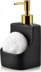 Keramický dávkovač na saponát s přihrádkou na houbičku, černý 400 ml