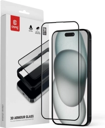 3D tvrzené sklo 9H Full Glue pro iPhone 16 / iPhone 15 s instalačním rámečkem