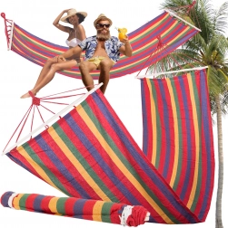 Zahradní houpací síť s dřevěnými výztuhami 200 × 80 cm, pruhovaná