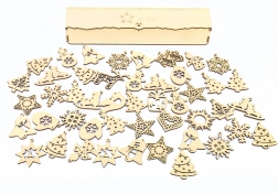 Kouzlo dřeva vánoční ozdoby v krabičce 48 ks