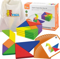 Dřevěný tangram VIGA s kartičkami – vzdělávací skládačka z FSC dřeva