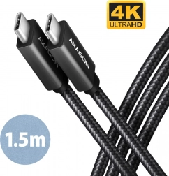 AXAGON BUCM32 USB‑C kabel 3.2 Gen 2x2 20 Gb/s, 4K/60 Hz, PD 100 W, 1,5 m, opletený