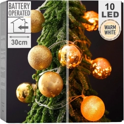 Světelné vánoční baňky 10 LED, zlaté, 4 cm