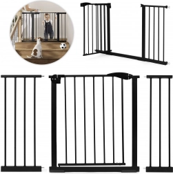 Bezpečnostní zábrana 74-132 cm na schody a dveře, ocel s extra panely černá ECOTOYS