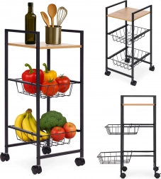 Pohyblivá police s 2 košíky a policí na kolečkách od ModernHome