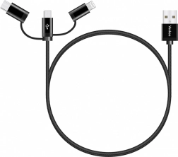 Univerzální nabíjecí kabel 3v1 s konektory USB-C, Micro USB a Lightning