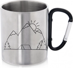 Turistický ocelový hrnek s karabinou 350 ml