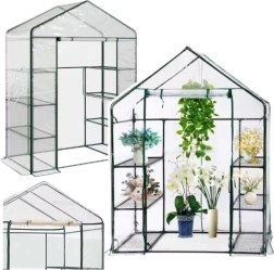 Mini zahradní skleník s PVC fólií 4 policemi