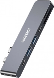 Dokovací stanice Choetech pro MacBook Pro, 7v2 USB-C, Thunderbolt 3 (stříbrná)