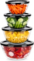 Skleněné misky s víčky 4 ks 750 ml, 1 l, 1,5 l, 2 l