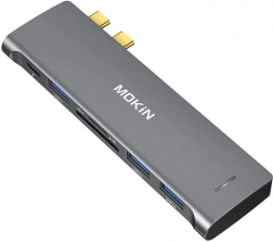 USB-C HUB 6 v 2 pro MacBook MOKIN (stříbrný)