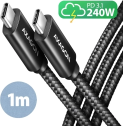 usb‑c kabel 1 m 240 w pd, rychlonabíjení 5 a, opletený, alu konektory