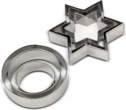 Sada vykrajovátek z nerezové oceli hvězda a kolečko MISTY 4–7 cm, 6 ks