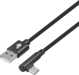 USB na USB-C kabel 1,5m s pravým úhlem, černý pletený