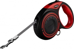 Dogness automatické vodítko 5 m s LED svítilnou a pouzdrem na sáčky – červené