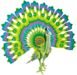 Dřevěné 3D puzzle Páv barevný
