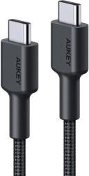 aukey usb‑c na usb‑c kabel 0,9 m s nylonovým opletem, 60 w pd, 3 a, černý