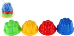 Plastové formičky na písek – kulaté bábovičky 8 cm, sada 4 ks v síťce