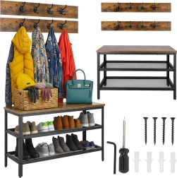 Ruhhy botník s lavicí a věšákem 73 cm, loft/industrial