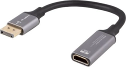 Adaptér DisplayPort (M) na HDMI (F) 8K, kabel 20 cm, stříbrný