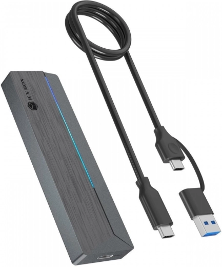 Externí pouzdro na SSD M.2 NVMe i SATA s RGB podsvícením, USB 3.2 Gen 2 (10 Gb/s)