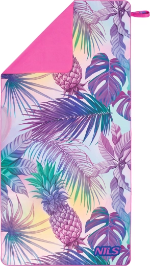 Rychleschnoucí mikrovláknový ručník NILS Camp s tropickým motivem ananasu 160 × 80 cm