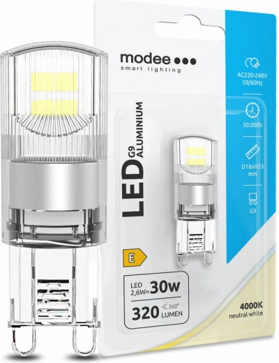 Modee LED žárovka G9 hliník 2,6 W neutrální bílá