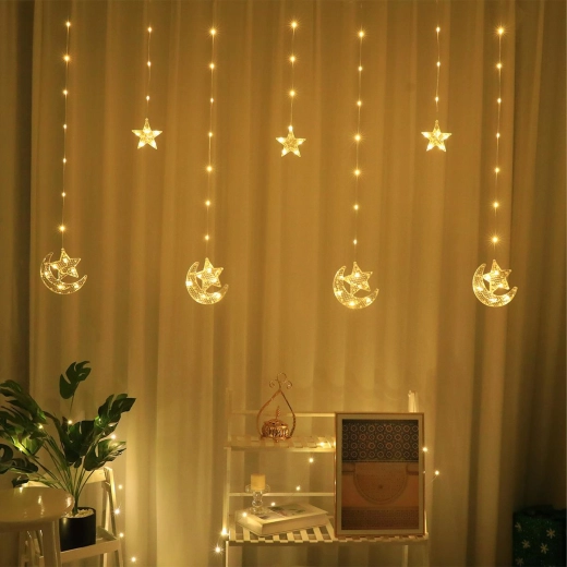 Vánoční LED světelný závěs s hvězdami a měsíci 2 m