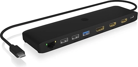 Icy Box USB‑C dokovací stanice 12v1 s trojitým výstupem videa, HDMI, DisplayPort, LAN a USB
