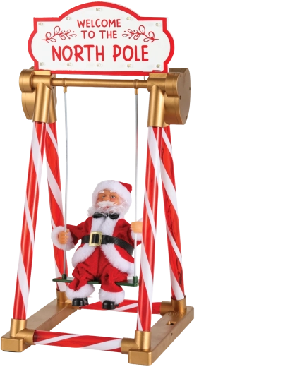 Vánoční dekorace Santa na houpačce s LED osvětlením, hudbou a pohybem 49 cm