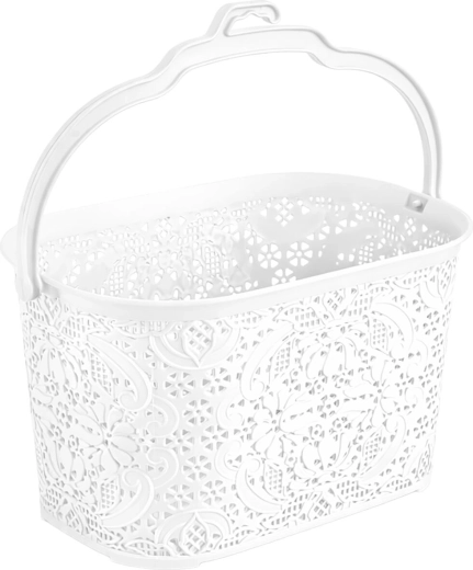 Závěsný košík na kolíčky 22 × 14,5 × 13,5 cm, bílý plast