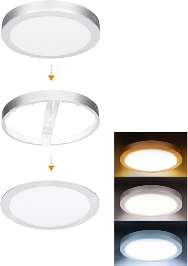 Solight led mini panel do koupelny 2v1 3CCT 24 W IP54 bílý kulatý – Stříbrná