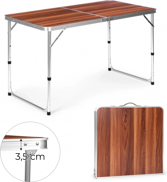 Skládací kempingový stůl MultiGarden 120 × 60 cm, hnědá deska