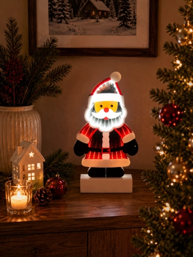 3D vánoční dekorace Santa Claus s nekonečným zrcadlovým efektem LED - 1 kus