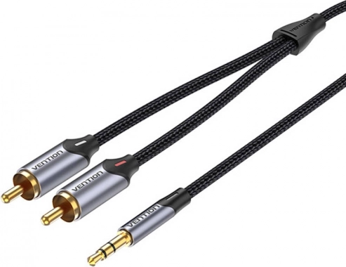 audio kabel 2x rca na 3,5 mm vention 1 m šedý