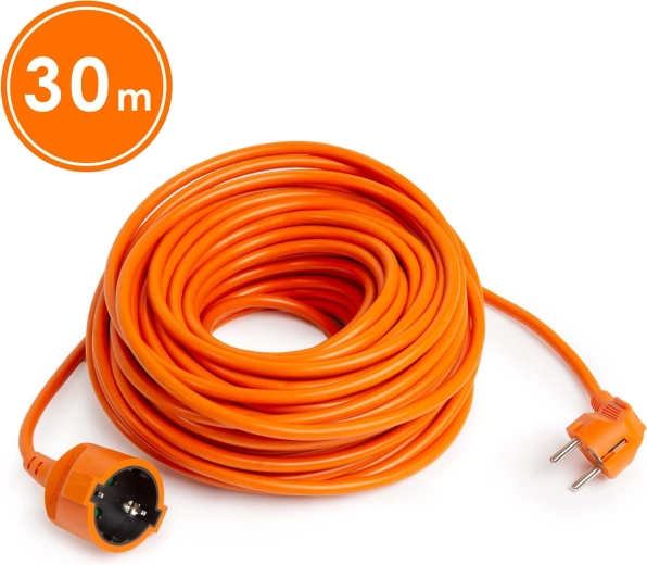 Oranžový prodlužovací kabel Schuko 30 m