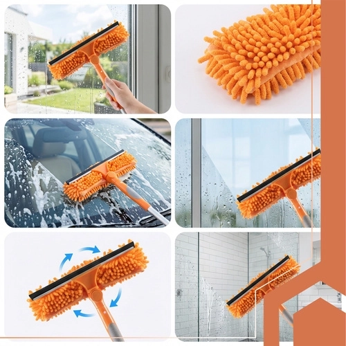 Oboustranná hlavice: mikrovlákno + stěrka bez šmouh