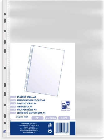 Euroobal A4 z polypropylenu, lesklý, 45 mikronů